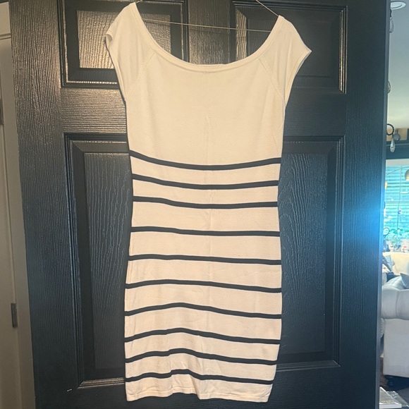 bebe Dresses & Skirts - bebe White and Black Striped Mini Dress